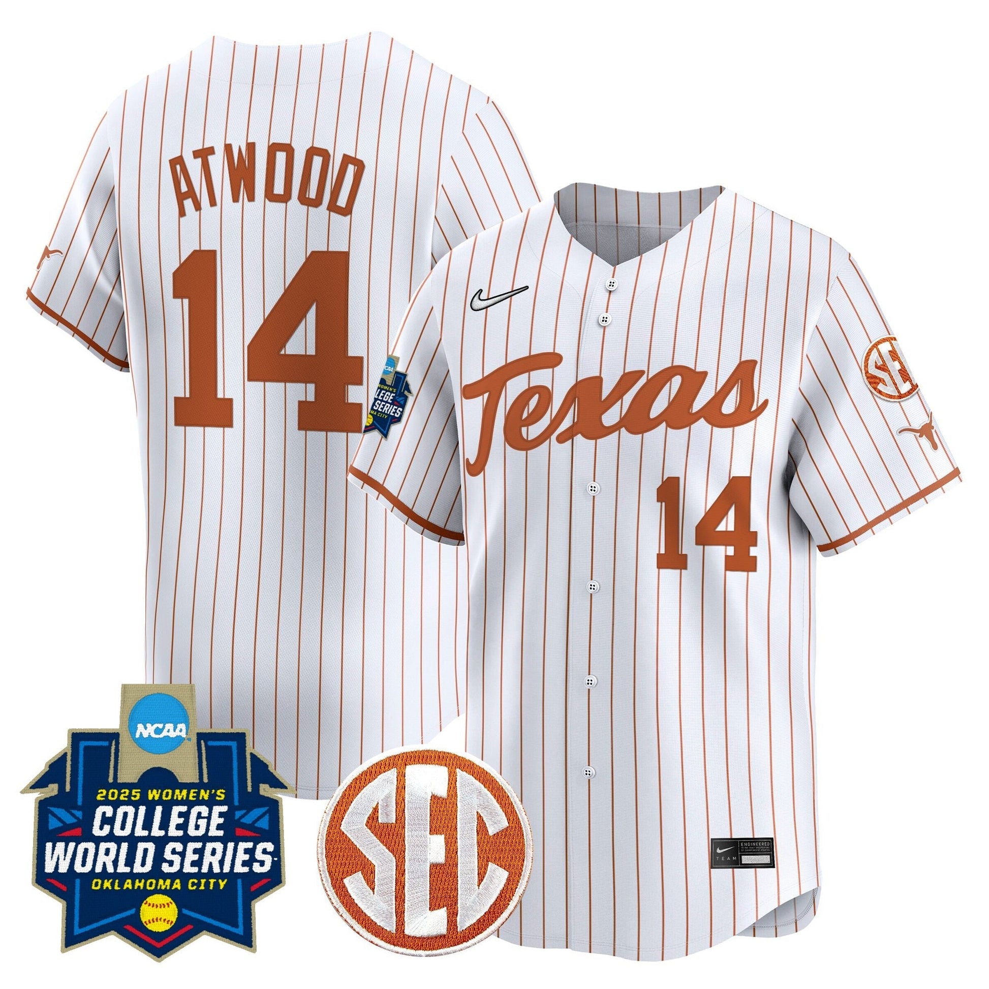 Men's size - Texas Longhorns Softball 2025 World Series (WCWS) Vapor Premier Limited Jersey - All Stitched