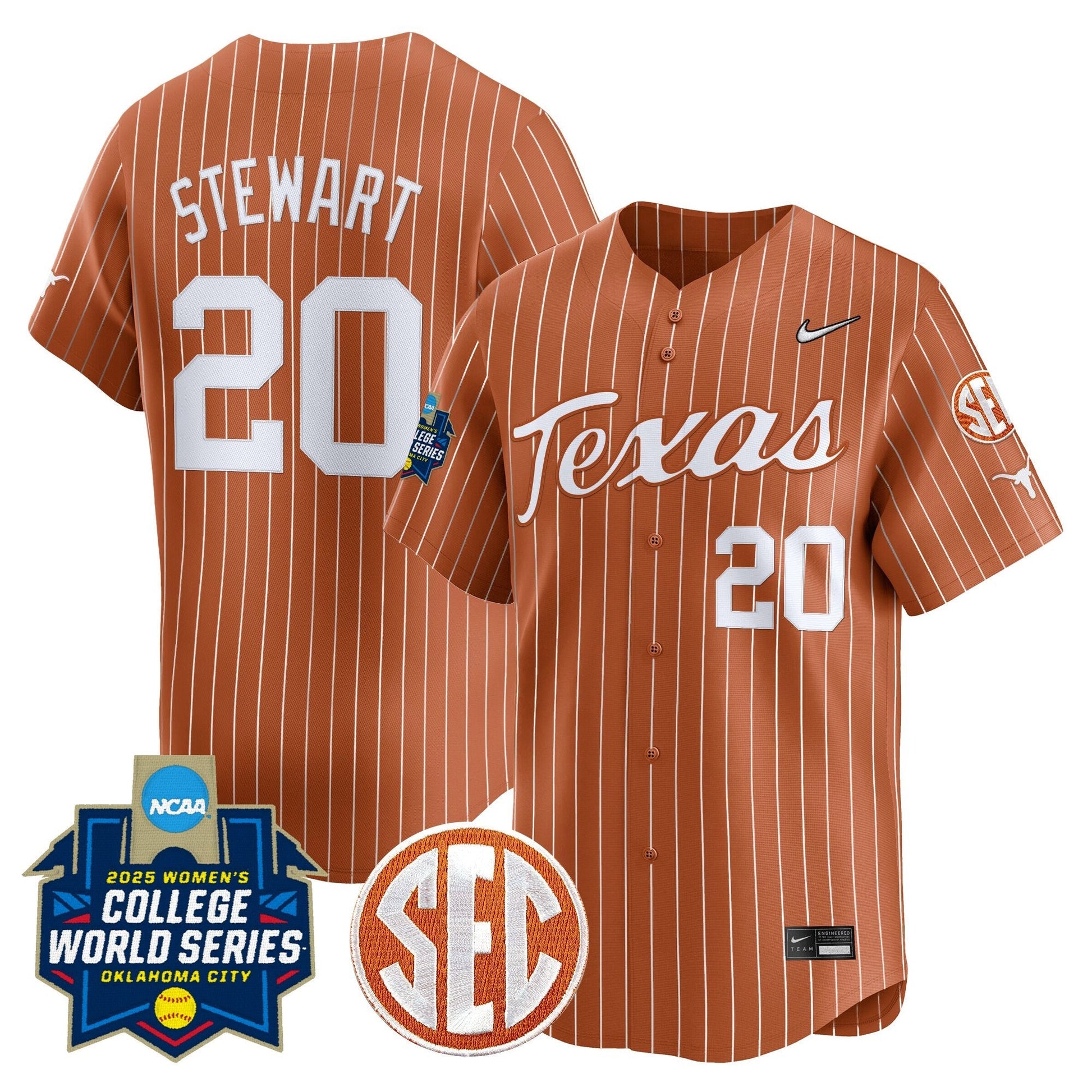 Men's size - Texas Longhorns Softball 2025 World Series (WCWS) Vapor Premier Limited Jersey - All Stitched