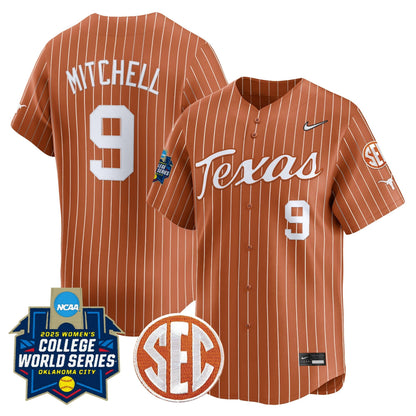 Men's size - Texas Longhorns Softball 2025 World Series (WCWS) Vapor Premier Limited Jersey - All Stitched