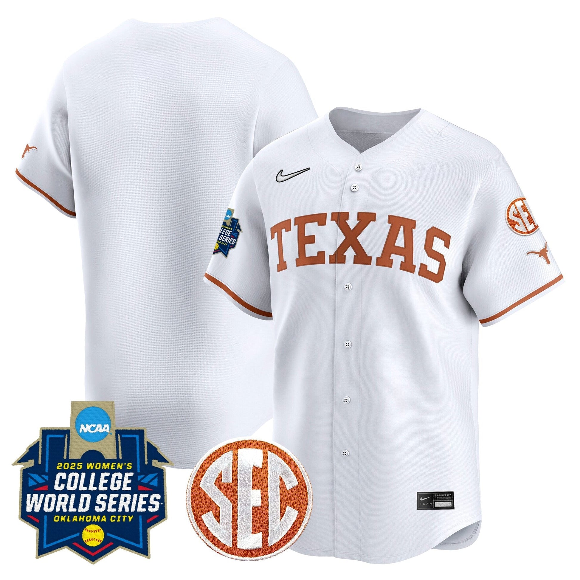 Men's size - Texas Longhorns Softball 2025 World Series (WCWS) Vapor Premier Limited Jersey - All Stitched