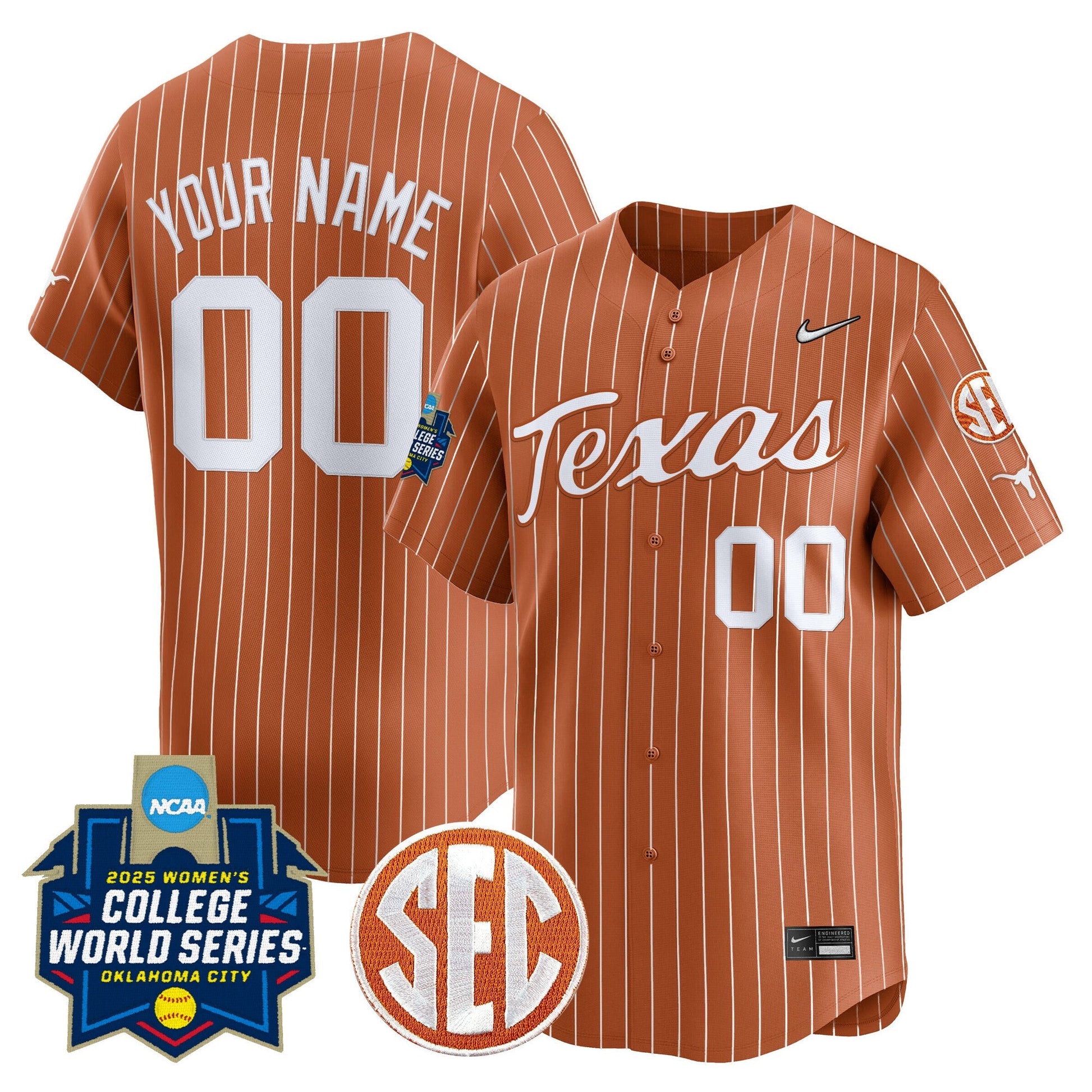 Texas Longhorns Softball 2025 World Series (WCWS) Vapor Premier Limited Custom Jersey - All Stitched