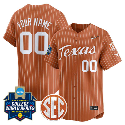 Texas Longhorns Softball 2025 World Series (WCWS) Vapor Premier Limited Custom Jersey - All Stitched
