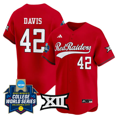 Men's size - Texas Tech Red Raiders Softball 2025 World Series (WCWS) Vapor Premier Limited Jersey - All Stitched