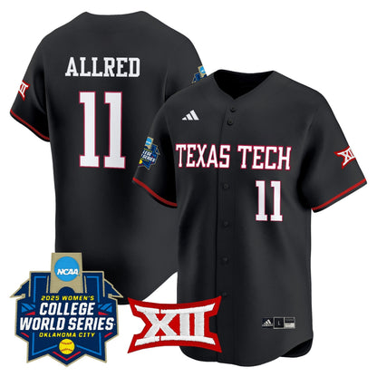 Men's size - Texas Tech Red Raiders Softball 2025 World Series (WCWS) Vapor Premier Limited Jersey - All Stitched