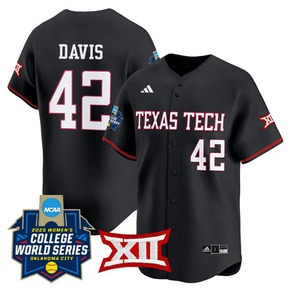 Men's size - Texas Tech Red Raiders Softball 2025 World Series (WCWS) Vapor Premier Limited Jersey - All Stitched
