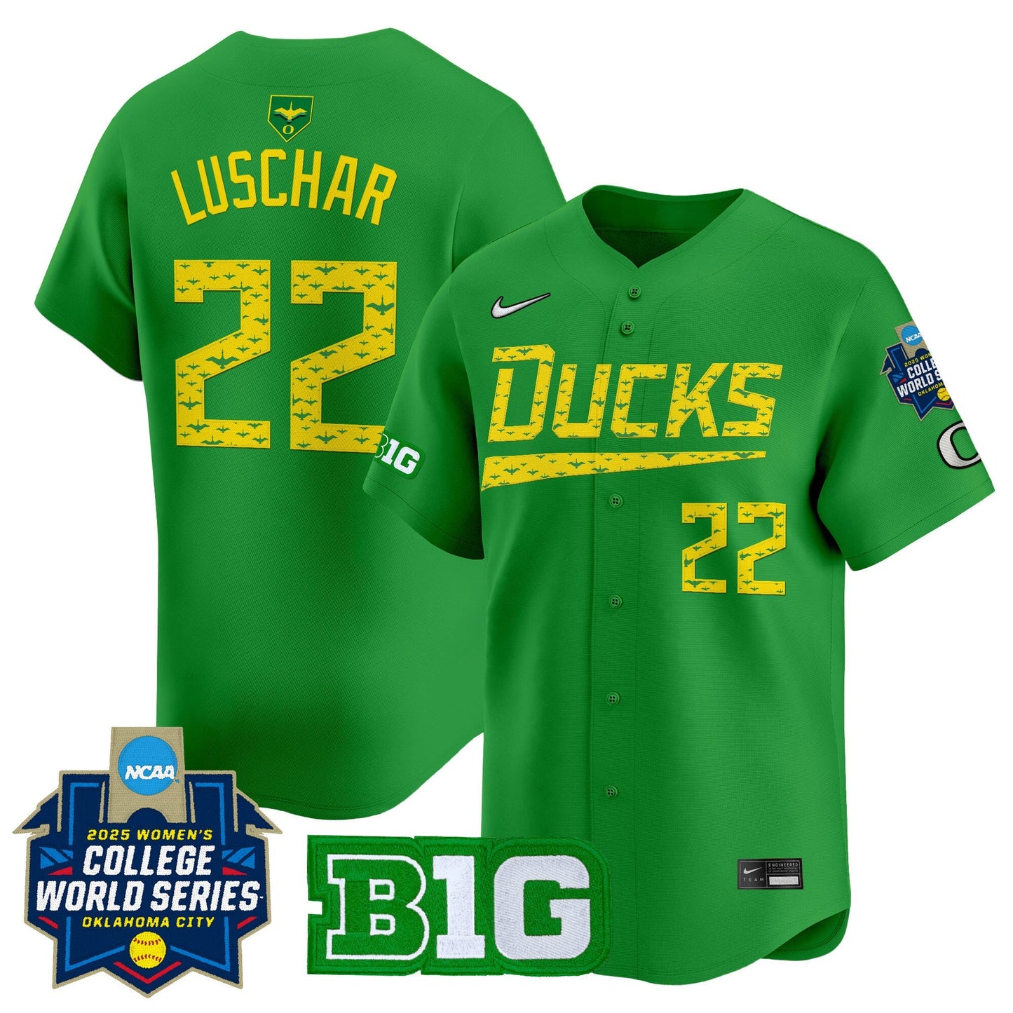 Men's size - Oregon Ducks Softball 2025 World Series (WCWS) Vapor Premier Limited Jersey - All Stitched