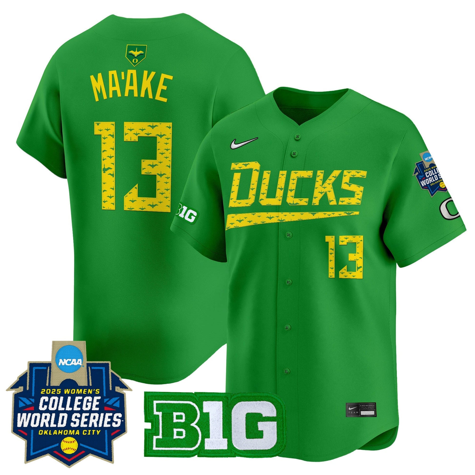Men's size - Oregon Ducks Softball 2025 World Series (WCWS) Vapor Premier Limited Jersey - All Stitched