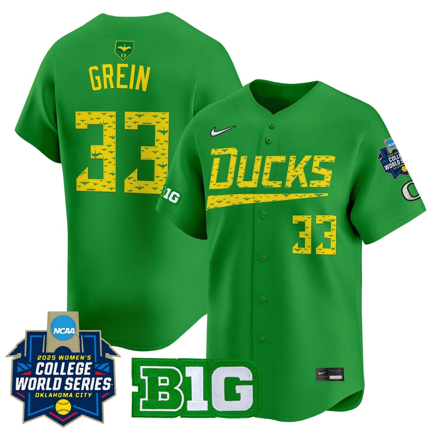 Men's size - Oregon Ducks Softball 2025 World Series (WCWS) Vapor Premier Limited Jersey - All Stitched