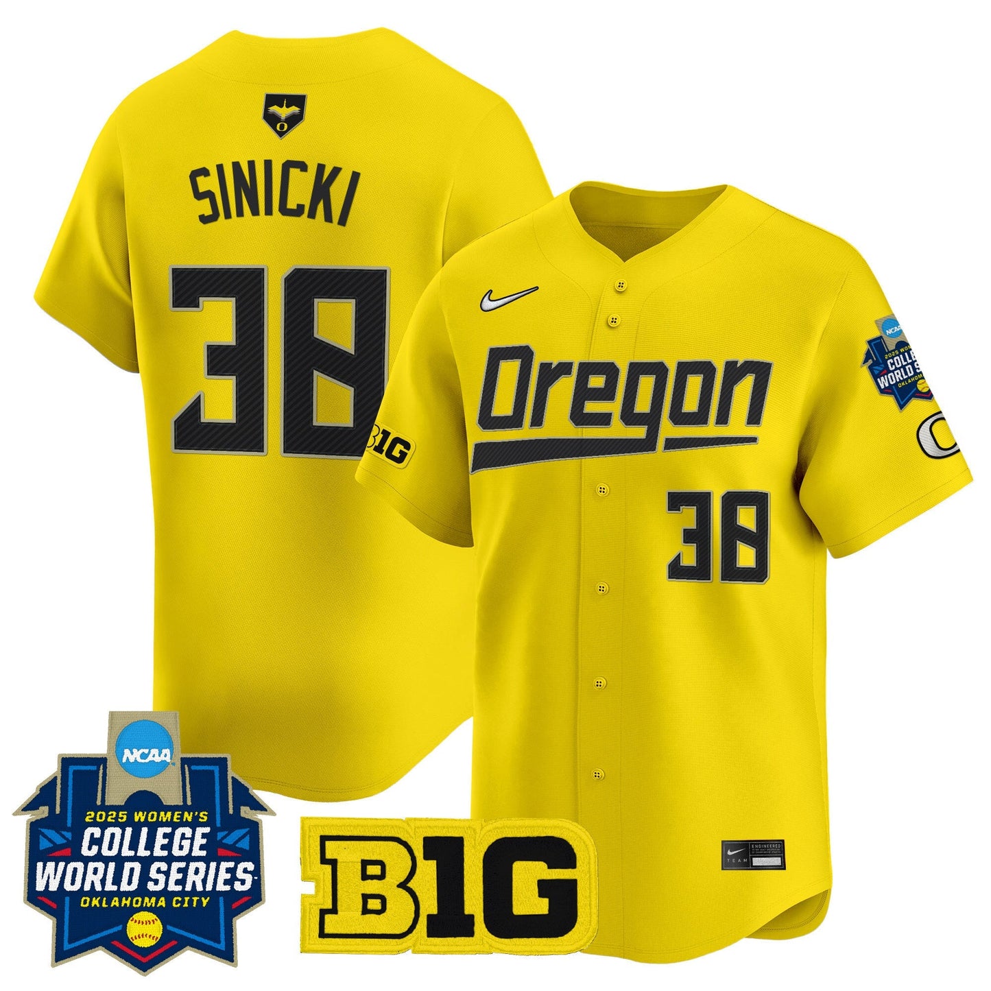 Men's size - Oregon Ducks Softball 2025 World Series (WCWS) Vapor Premier Limited Jersey - All Stitched