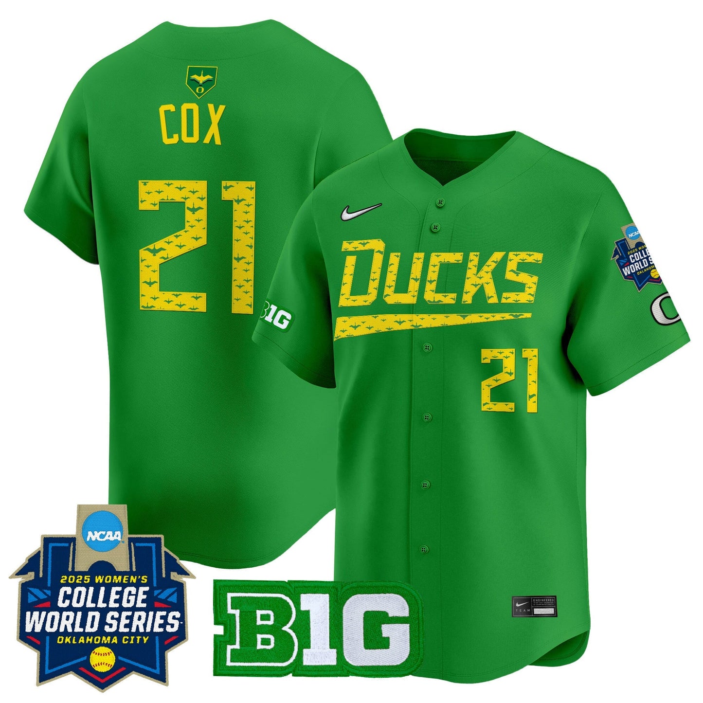 Men's size - Oregon Ducks Softball 2025 World Series (WCWS) Vapor Premier Limited Jersey - All Stitched