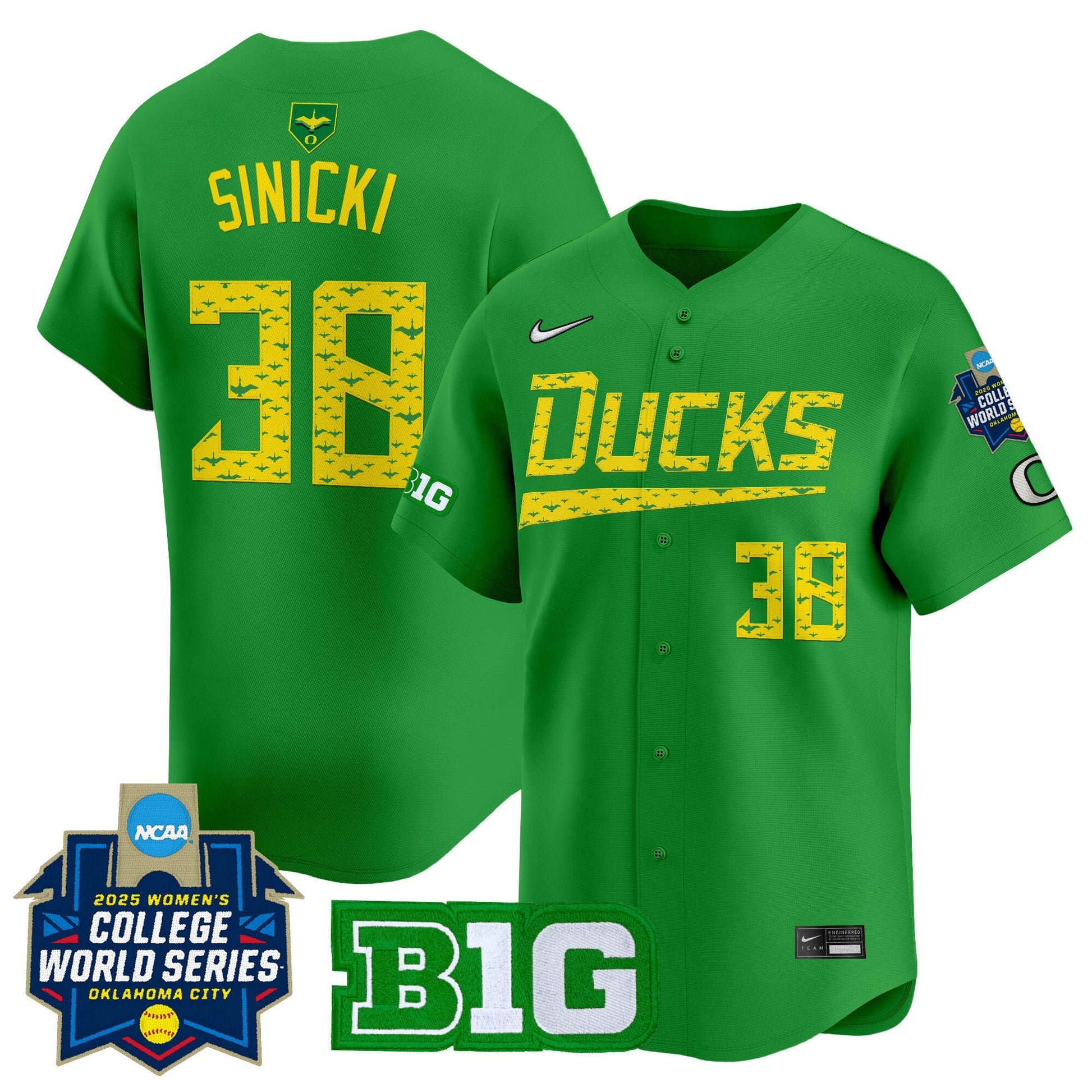 Men's size - Oregon Ducks Softball 2025 World Series (WCWS) Vapor Premier Limited Jersey - All Stitched