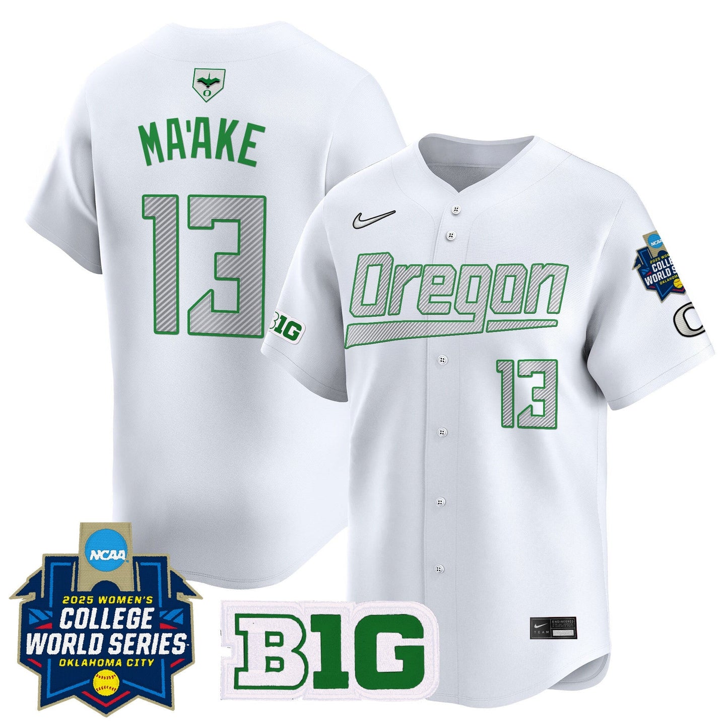 Men's size - Oregon Ducks Softball 2025 World Series (WCWS) Vapor Premier Limited Jersey - All Stitched
