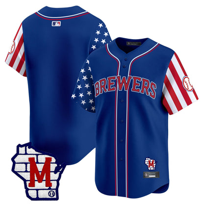 Men's Milwaukee Brewers 2025 Independence Day Vapor Premier Limited Jersey - All Stitched