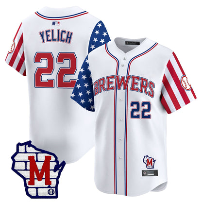 Men's Milwaukee Brewers 2025 Independence Day Vapor Premier Limited Jersey - All Stitched