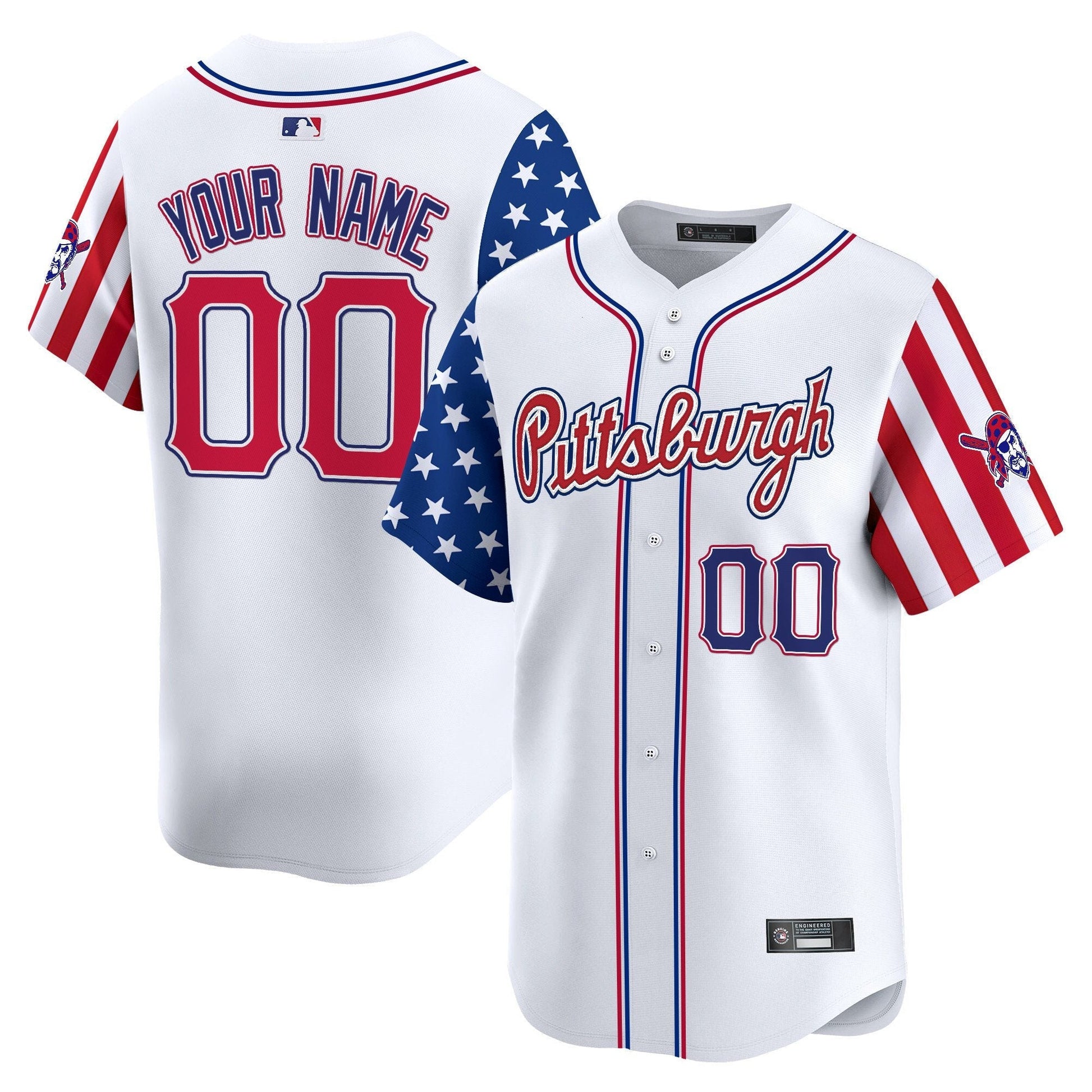 Pittsburgh Pirates 2025 Independence Day Vapor Premier Limited Custom Jersey - All Stitched