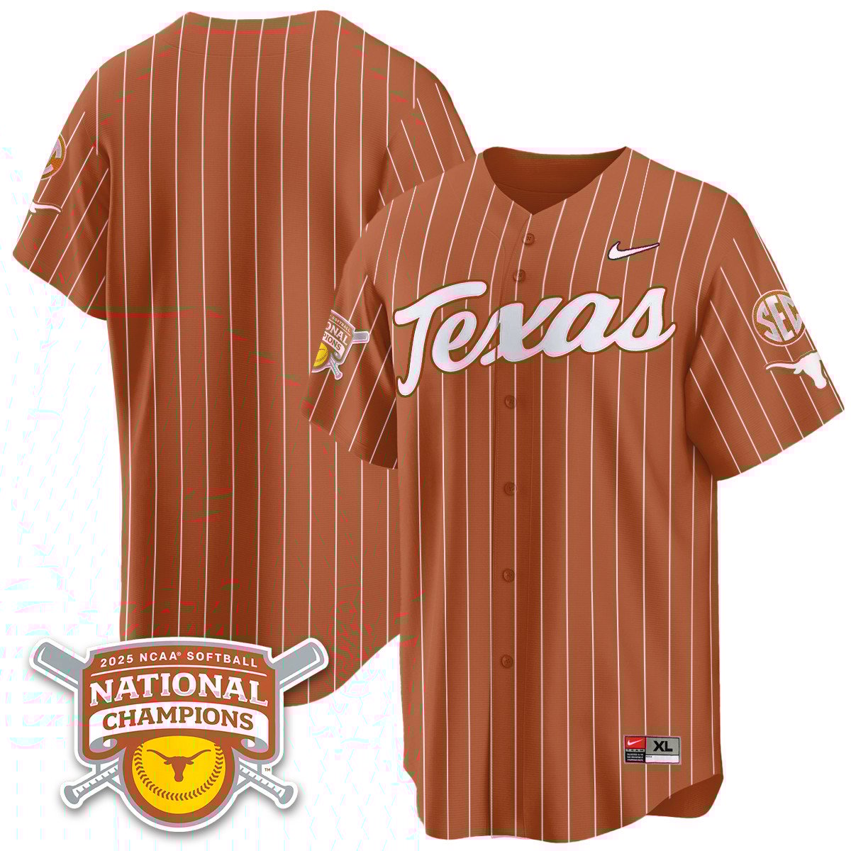 Texas Longhorns Softball 2025 World Series Champions Limited Jersey - All Stitched