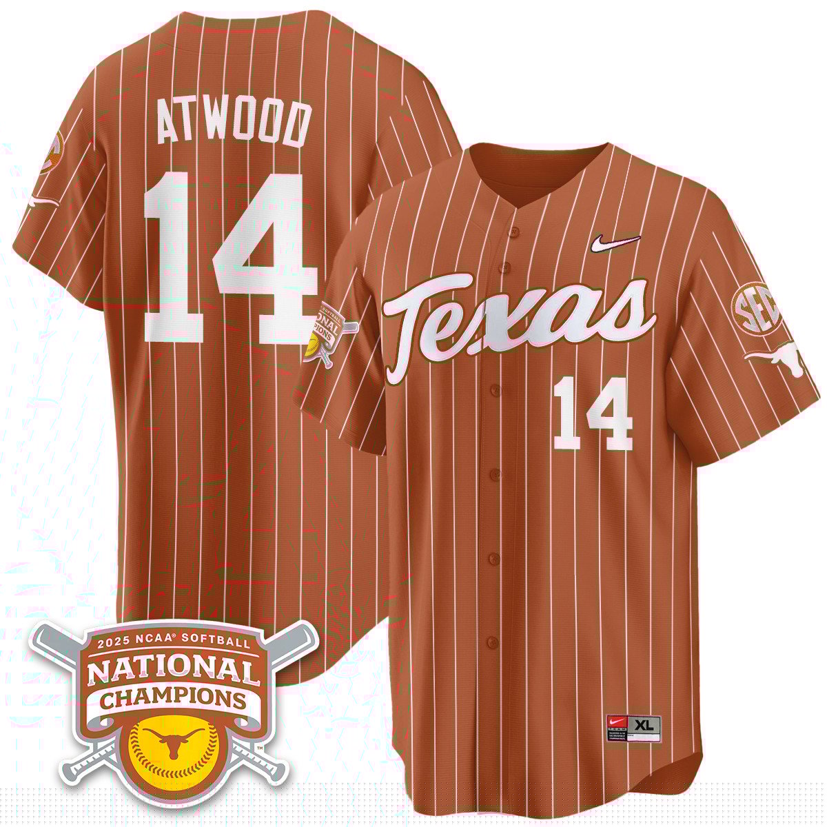 Texas Longhorns Softball 2025 World Series Champions Limited Jersey - All Stitched