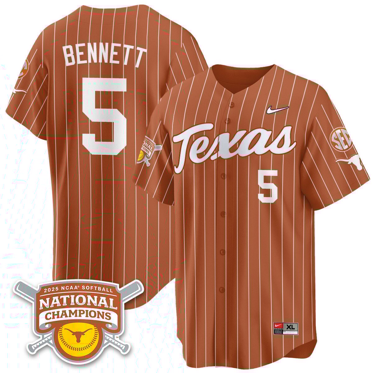 Texas Longhorns Softball 2025 World Series Champions Limited Jersey - All Stitched