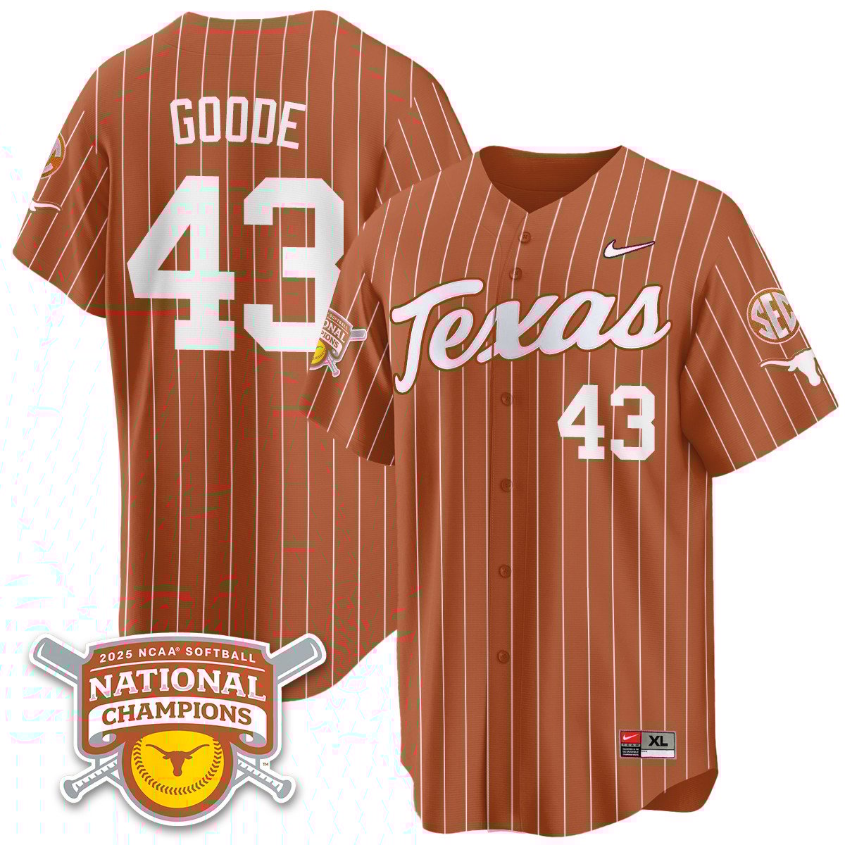 Texas Longhorns Softball 2025 World Series Champions Limited Jersey - All Stitched