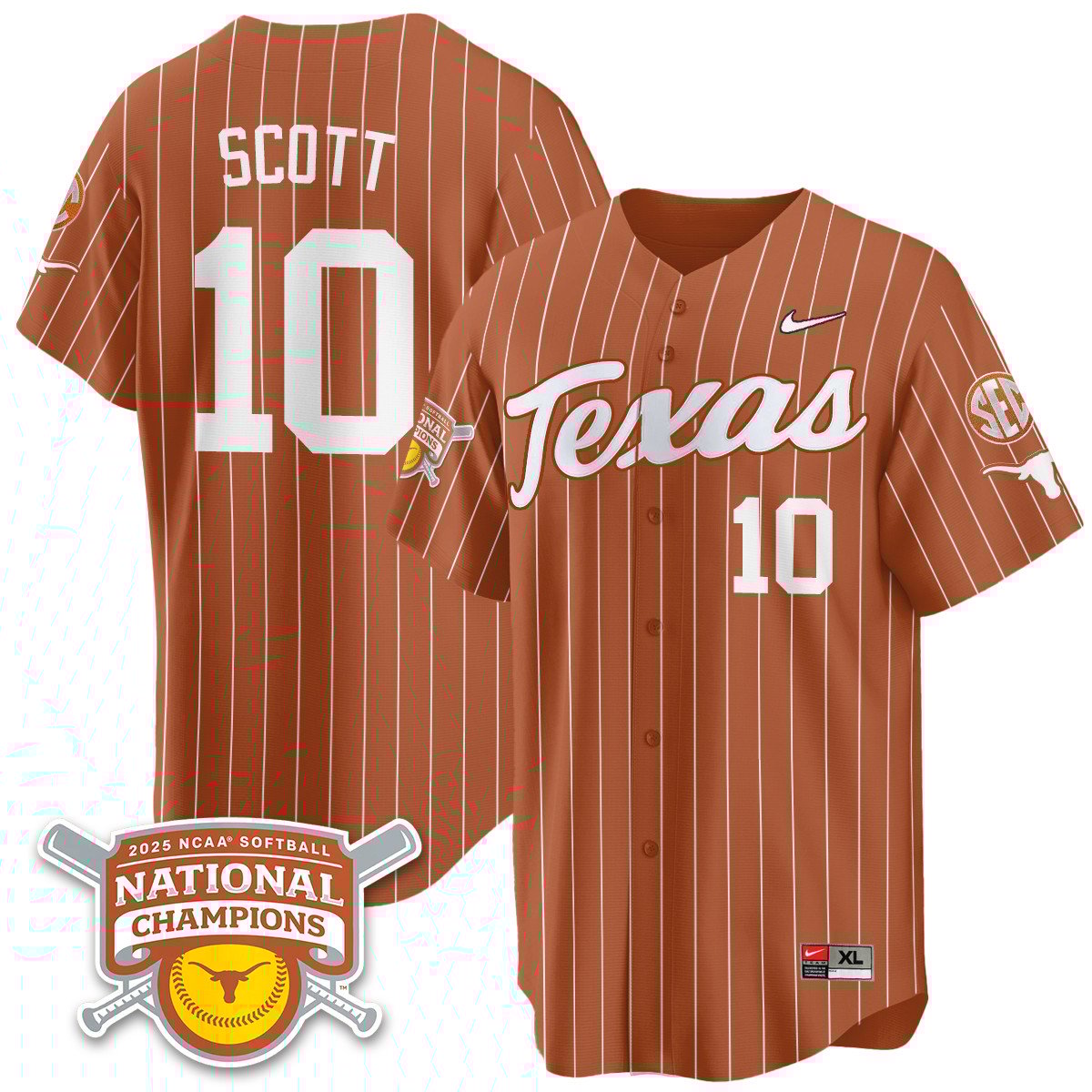 Texas Longhorns Softball 2025 World Series Champions Limited Jersey - All Stitched