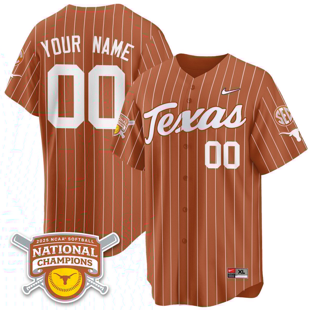 Texas Longhorns Softball 2025 World Series Champions Limited Jersey - All Stitched