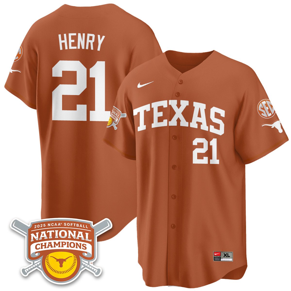 Texas Longhorns Softball 2025 World Series Champions Limited Jersey - All Stitched
