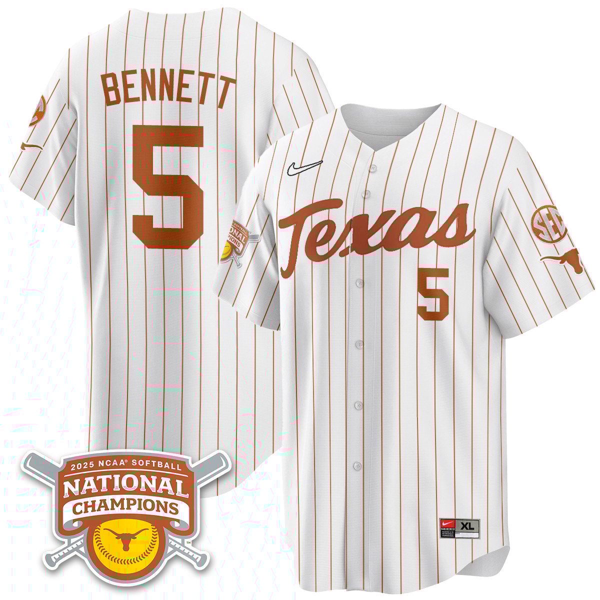 Texas Longhorns Softball 2025 World Series Champions Limited Jersey - All Stitched