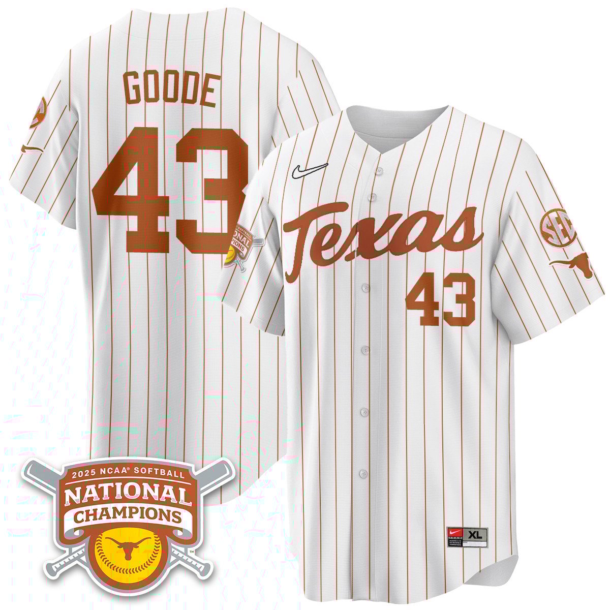 Texas Longhorns Softball 2025 World Series Champions Limited Jersey - All Stitched