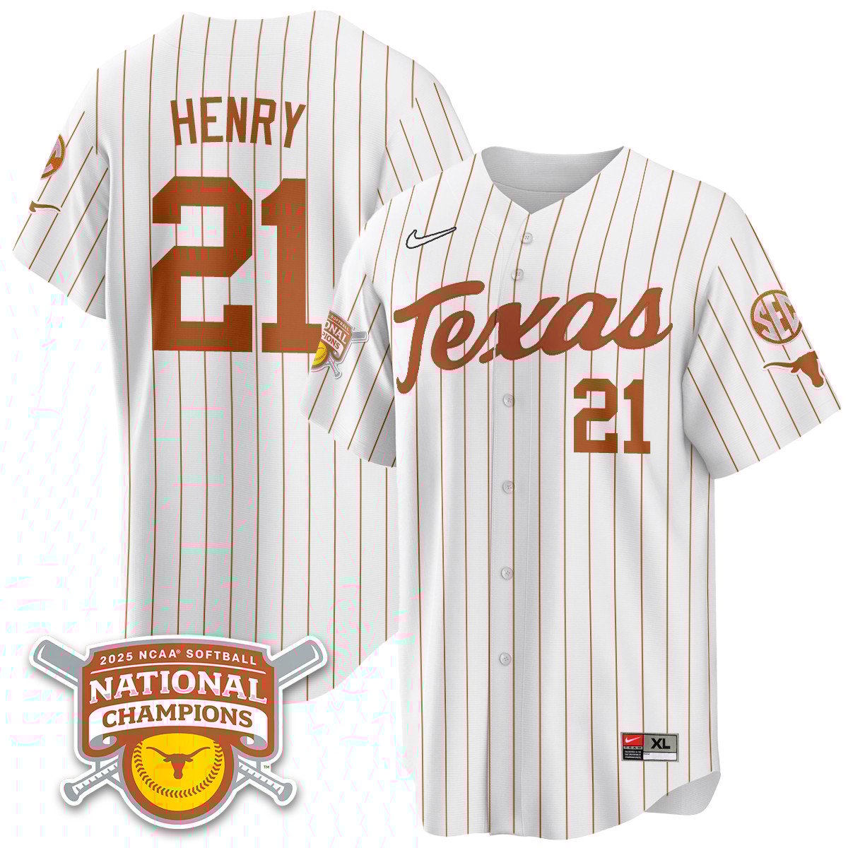 Texas Longhorns Softball 2025 World Series Champions Limited Jersey - All Stitched