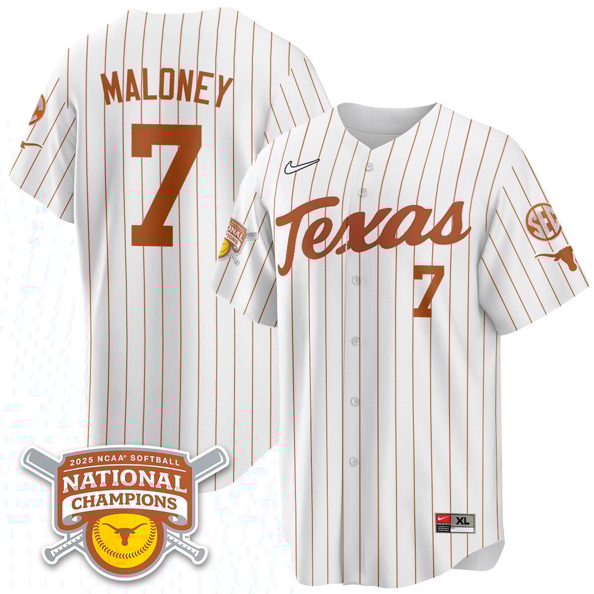 Texas Longhorns Softball 2025 World Series Champions Limited Jersey - All Stitched