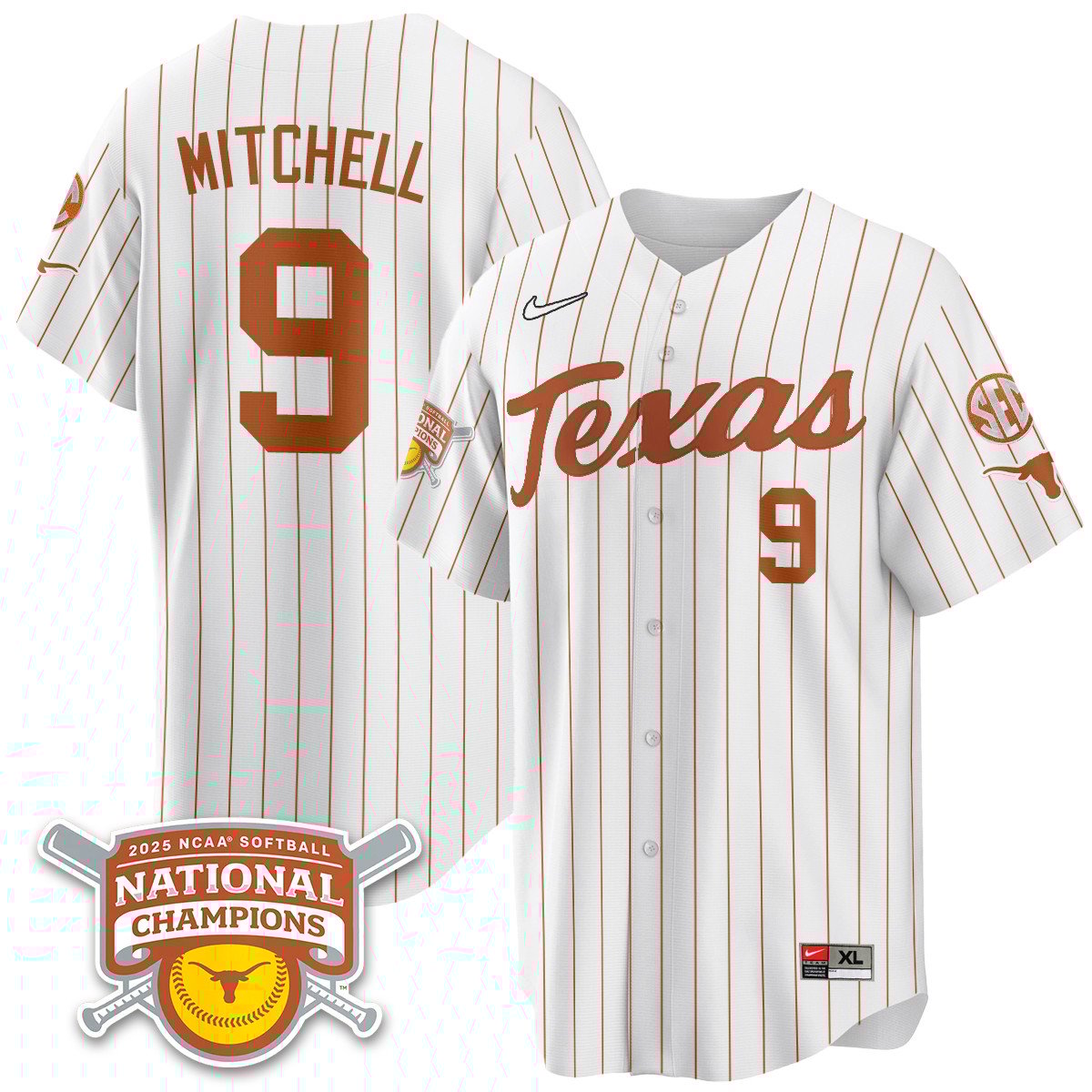 Texas Longhorns Softball 2025 World Series Champions Limited Jersey - All Stitched