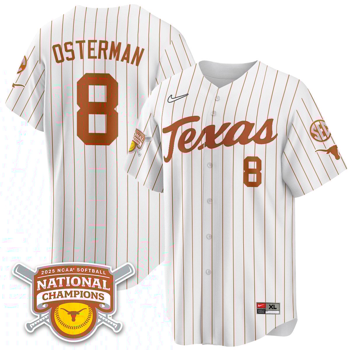 Texas Longhorns Softball 2025 World Series Champions Limited Jersey - All Stitched