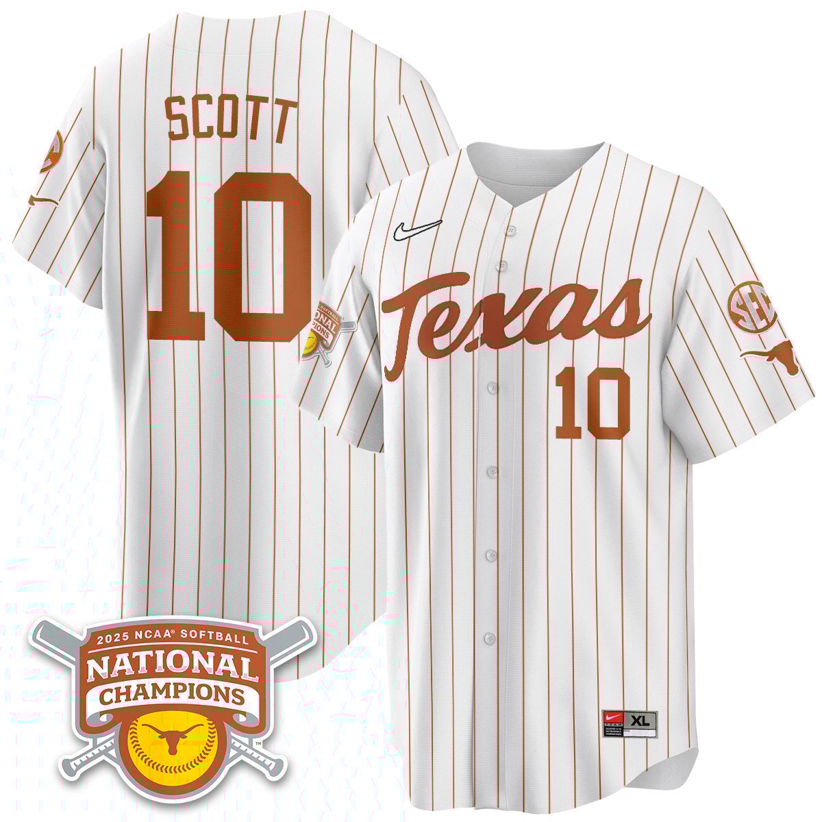 Texas Longhorns Softball 2025 World Series Champions Limited Jersey - All Stitched