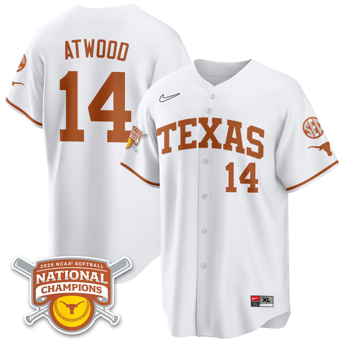 Texas Longhorns Softball 2025 World Series Champions Limited Jersey - All Stitched
