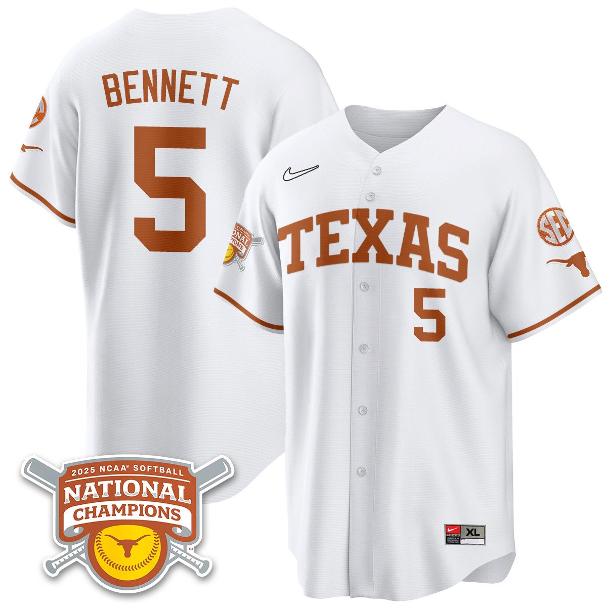 Texas Longhorns Softball 2025 World Series Champions Limited Jersey - All Stitched