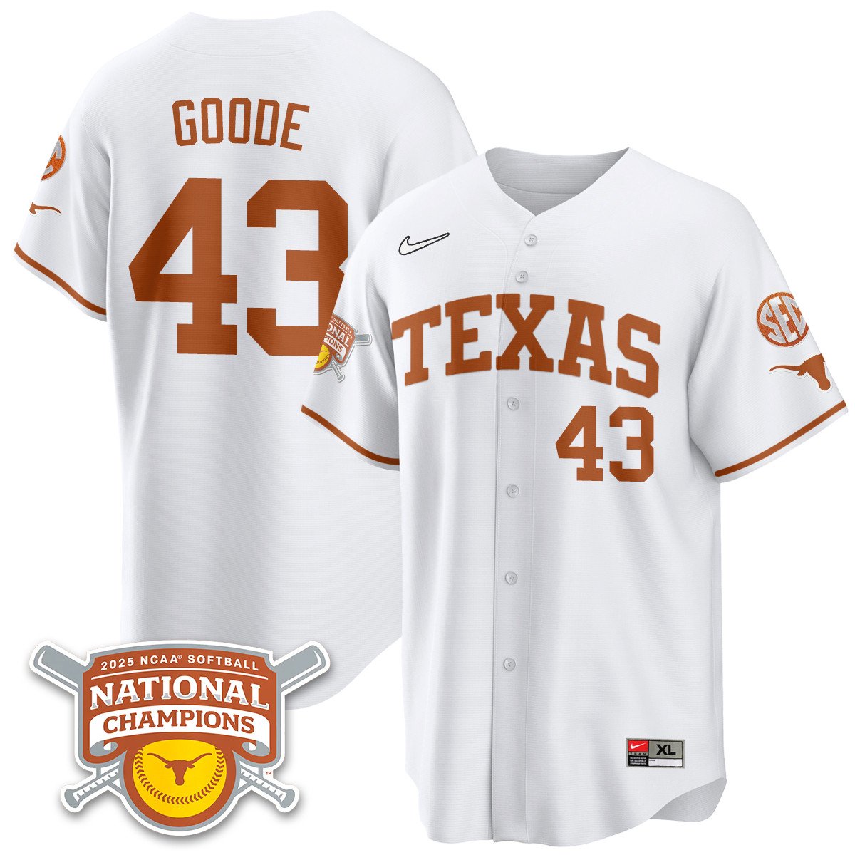 Texas Longhorns Softball 2025 World Series Champions Limited Jersey - All Stitched