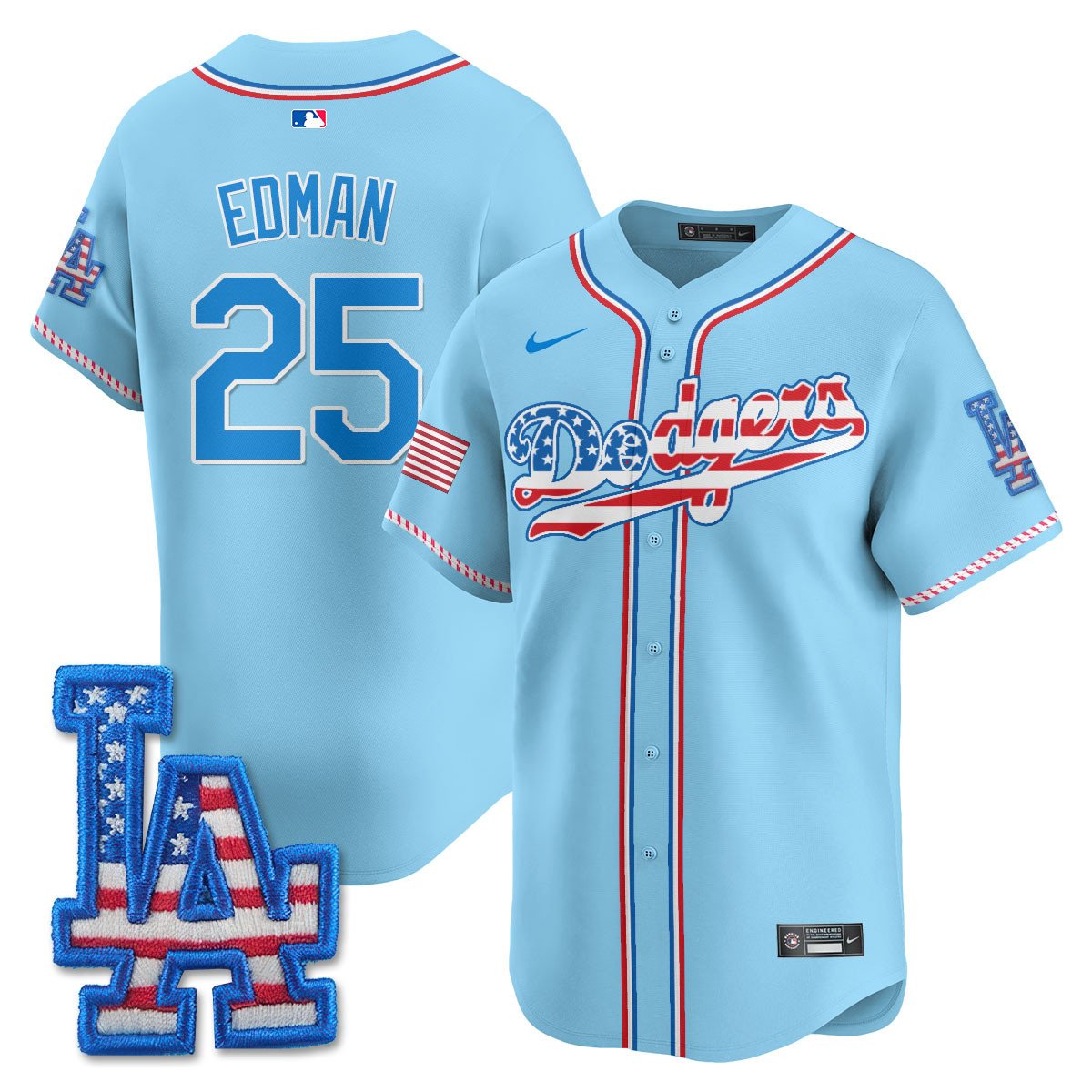 Men's Los Angeles Dodgers 2025 Fourth of July Jersey - All Stitched