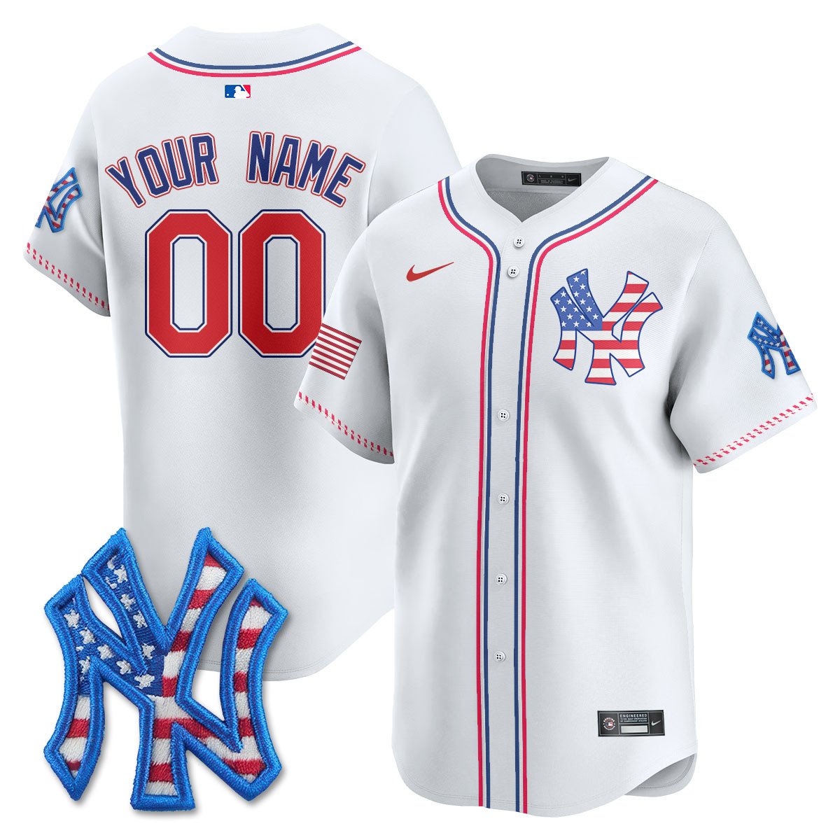 Custom New York Yankees 2025 Fourth of July Jersey - All Stitched