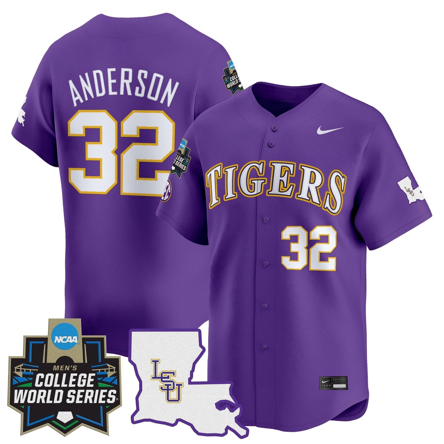 Men's LSU Tigers 2025 World Series Vapor Premier Limited Jersey - All Stitched