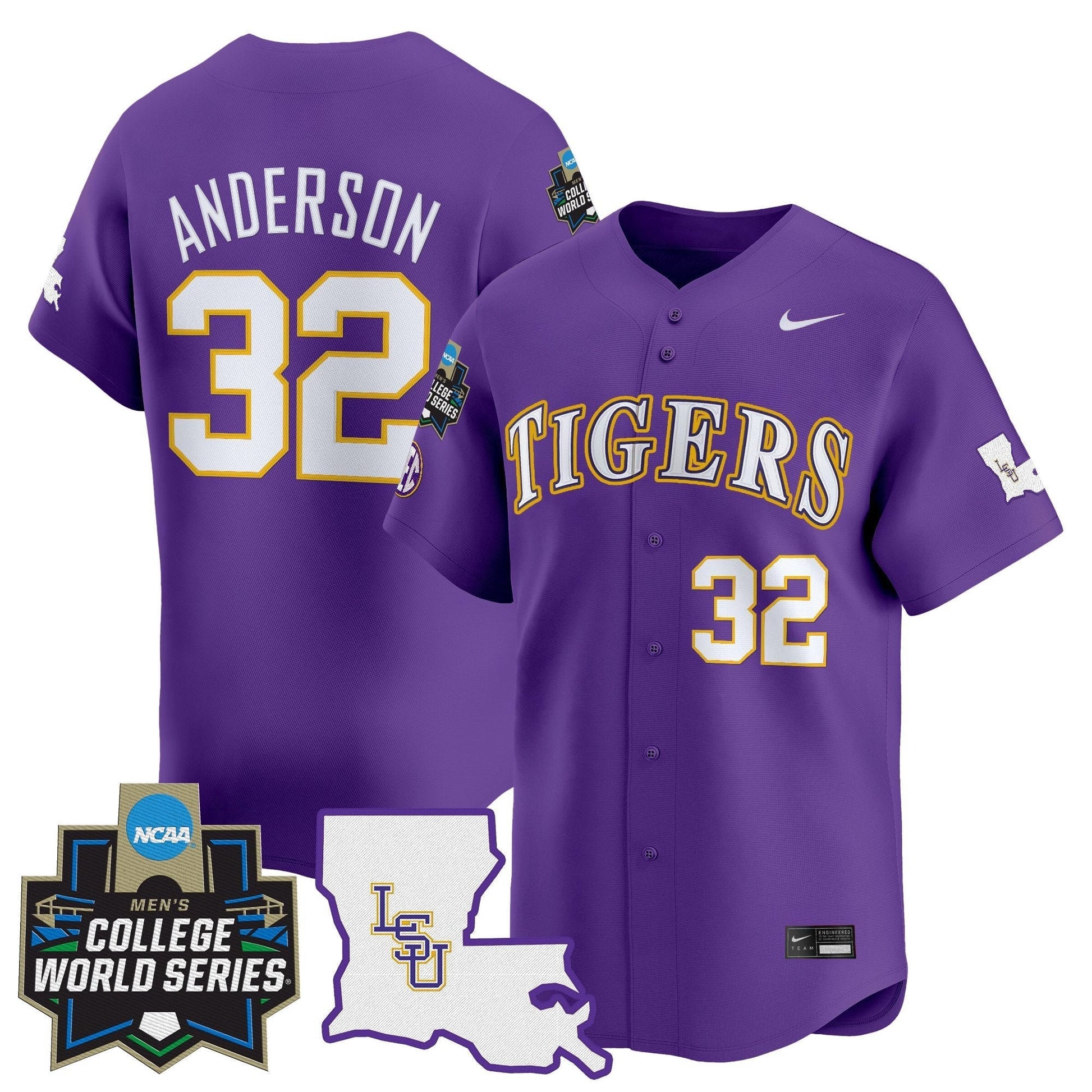 Men's LSU Tigers 2025 World Series Vapor Premier Limited Jersey - All Stitched