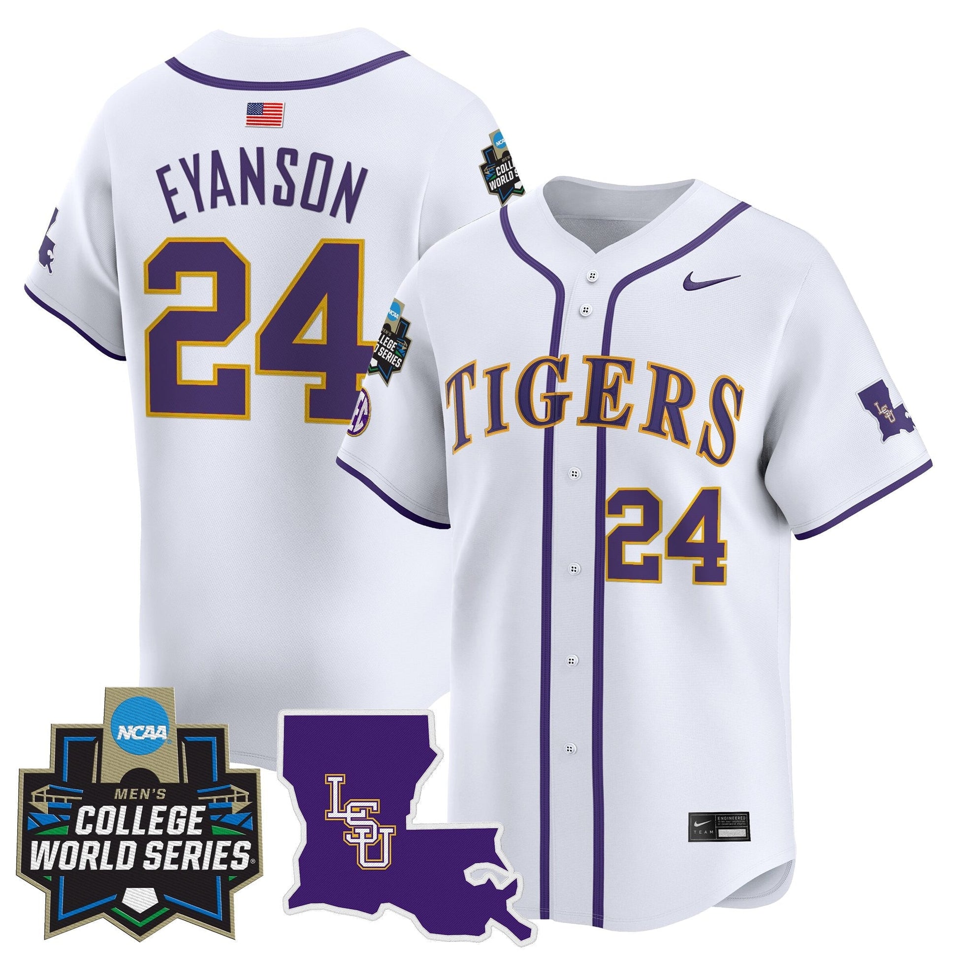 Men's LSU Tigers 2025 World Series Vapor Premier Limited Jersey - All Stitched