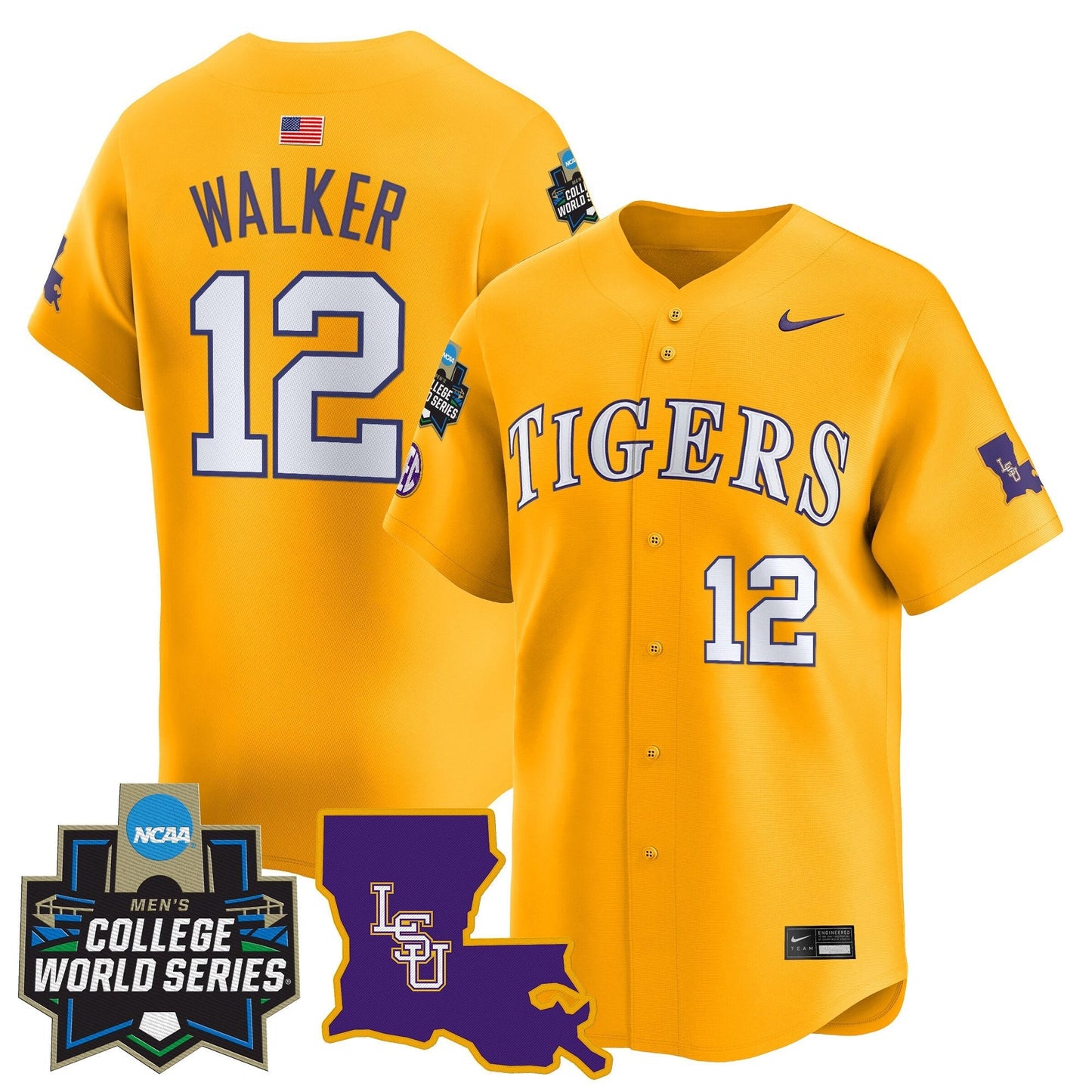 Men's LSU Tigers 2025 World Series Vapor Premier Limited Jersey - All Stitched