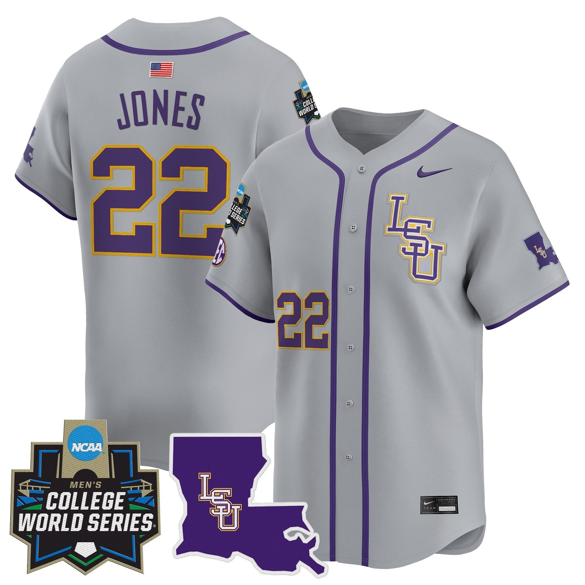 Men's LSU Tigers 2025 World Series Vapor Premier Limited Jersey - All Stitched