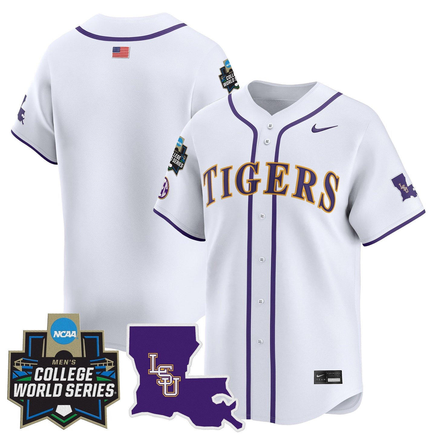 Men's LSU Tigers 2025 World Series Vapor Premier Limited Jersey - All Stitched