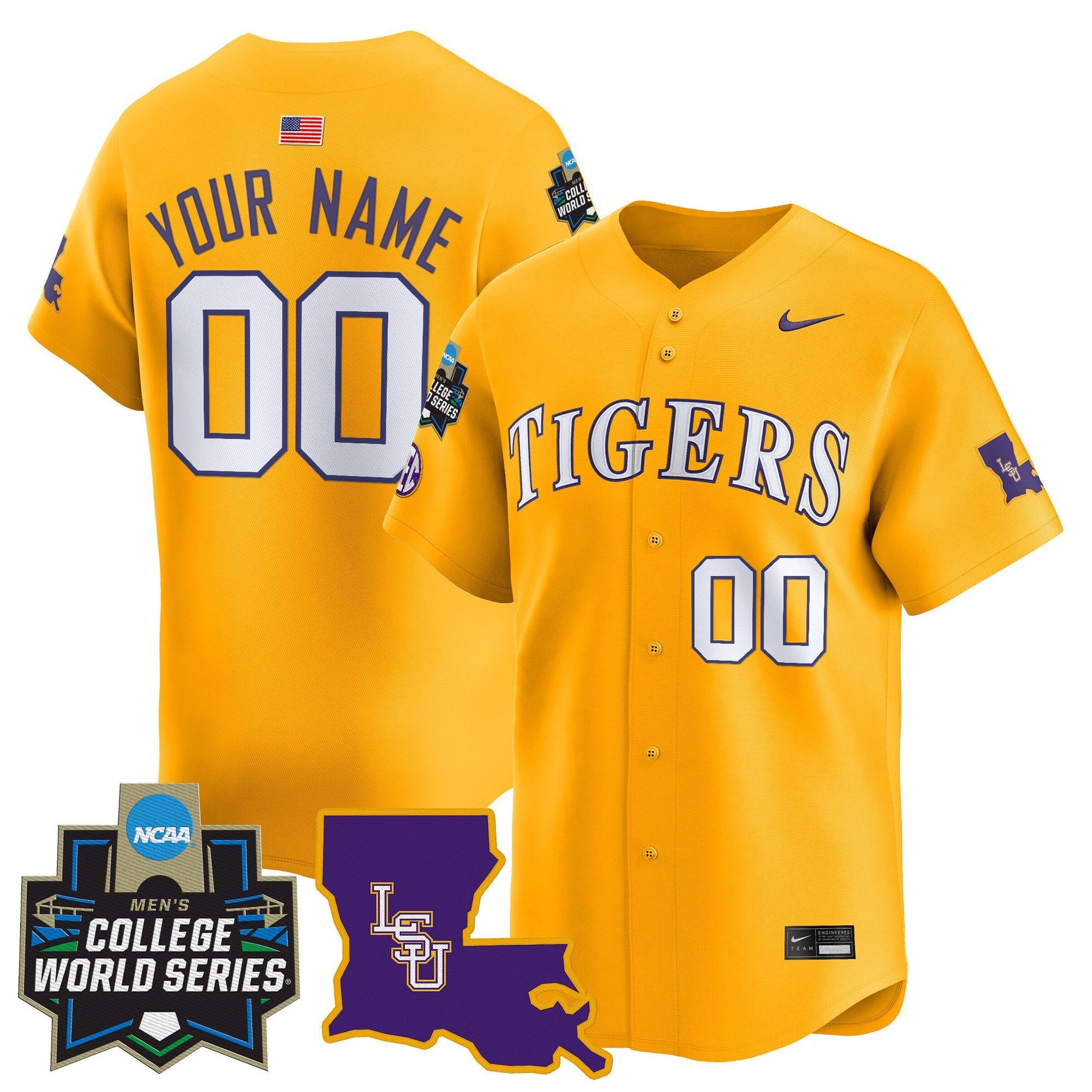 LSU Tigers 2025 World Series Vapor Premier Limited Custom Jersey - All Stitched