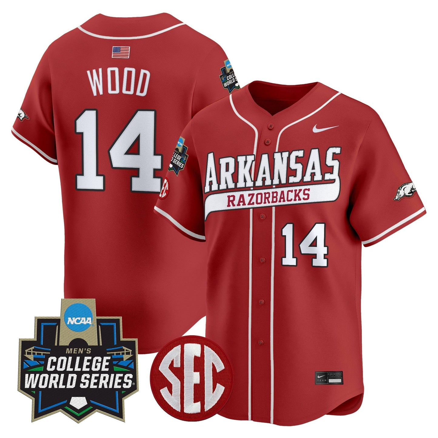 Men's Arkansas Razorbacks 2025 World Series Vapor Premier Limited Jersey - All Stitched