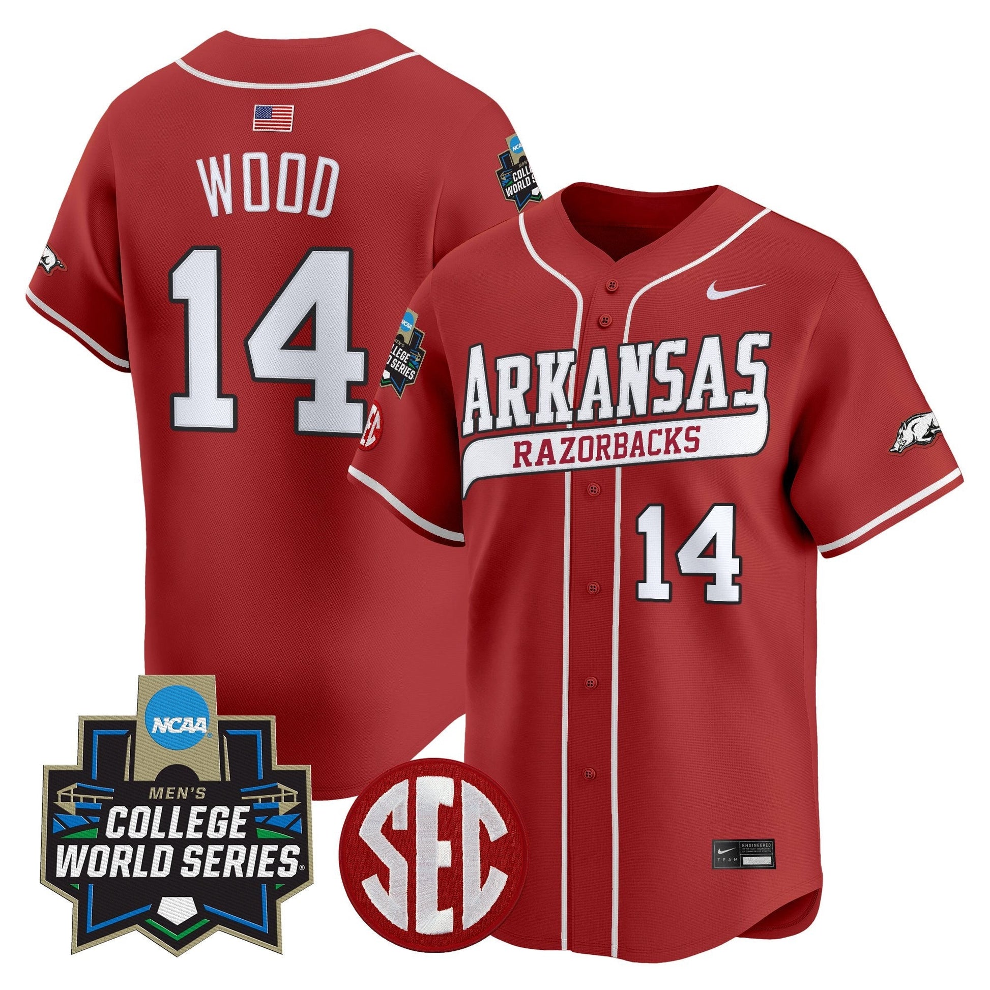 Men's Arkansas Razorbacks 2025 World Series Vapor Premier Limited Jersey - All Stitched