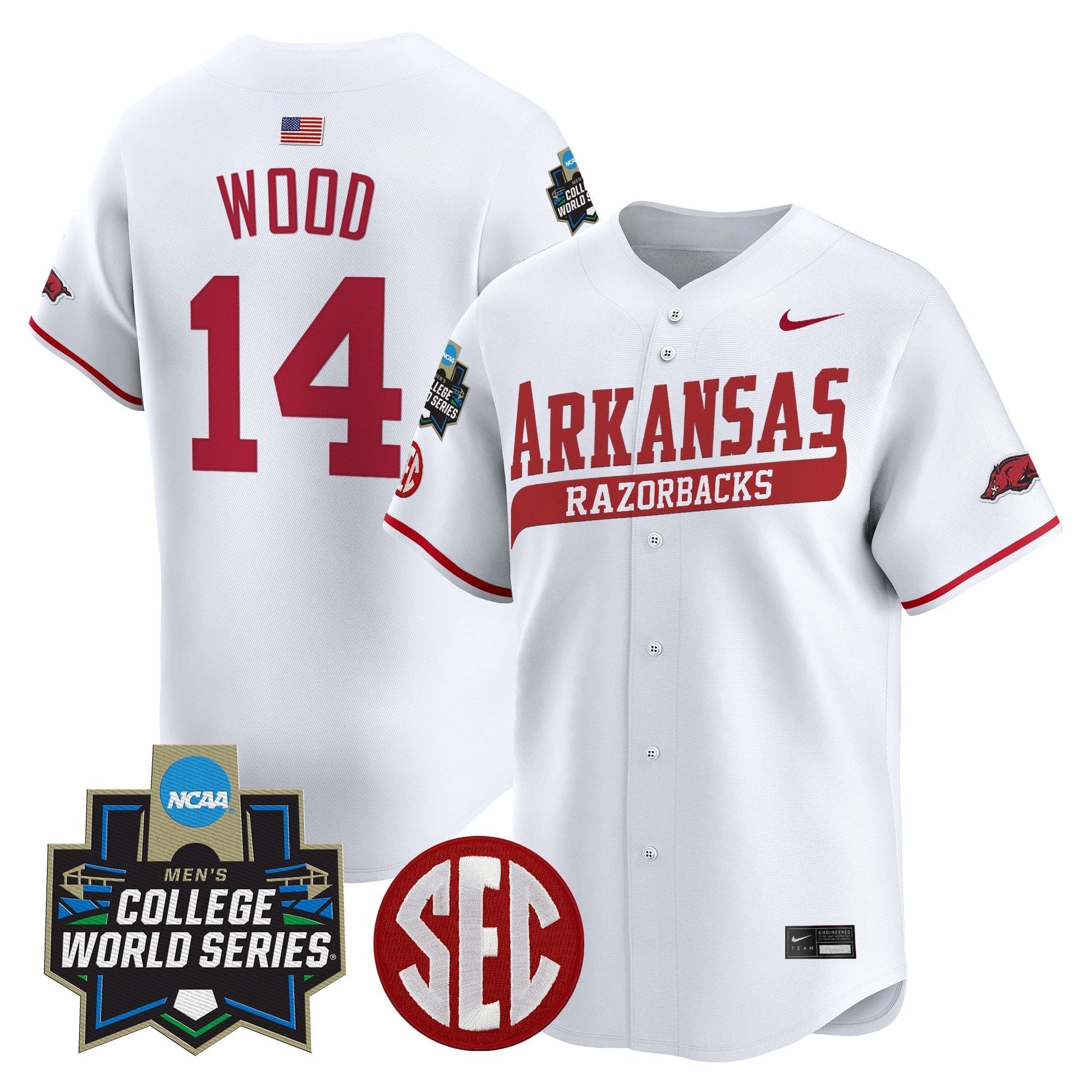 Men's Arkansas Razorbacks 2025 World Series Vapor Premier Limited Jersey - All Stitched