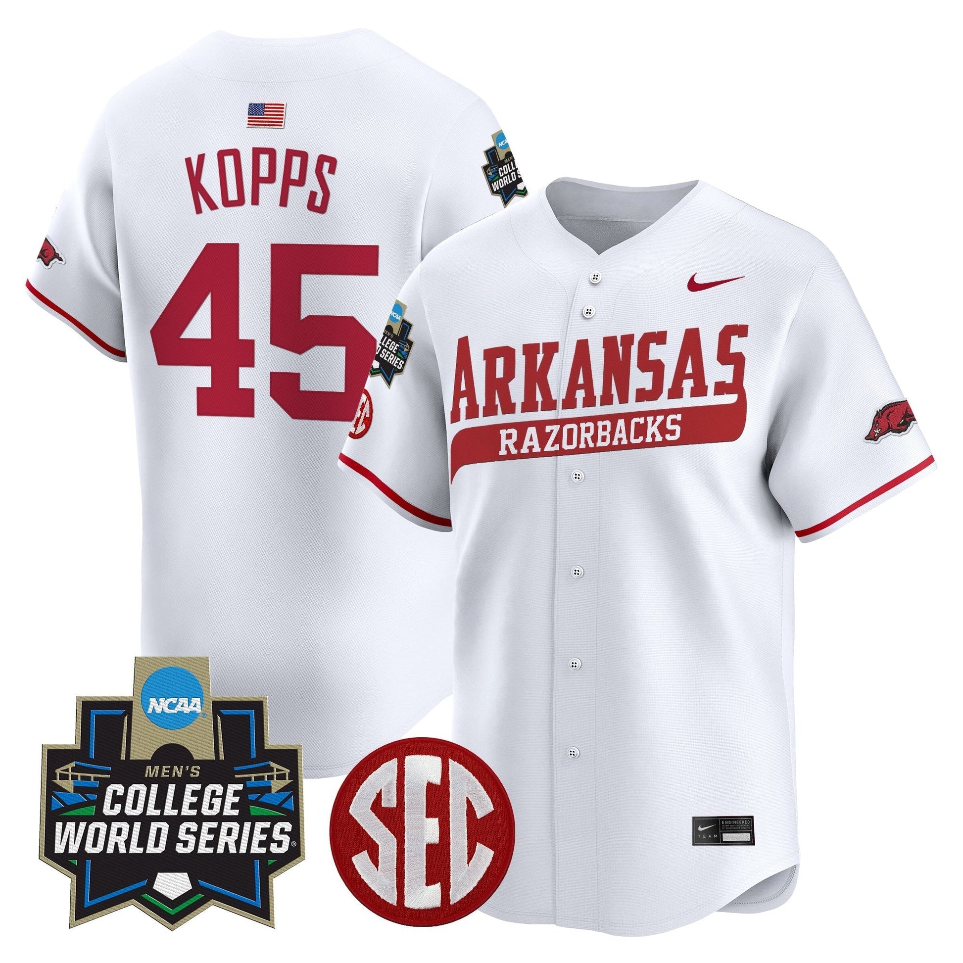 Men's Arkansas Razorbacks 2025 World Series Vapor Premier Limited Jersey - All Stitched