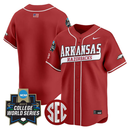 Men's Arkansas Razorbacks 2025 World Series Vapor Premier Limited Jersey - All Stitched